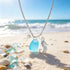 Aqua Sea Glass Seahorse & Pearl Silver Charm Necklace - Silver - image 0