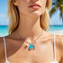 Aqua Sea Glass Seahorse & Pearl Silver Charm Necklace - image 1