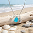 Aqua Sea Glass Seahorse & Pearl Silver Charm Necklace - image 5