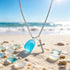 Coastal Faith Cross Charm Aqua Sea Glass Necklace - image 0