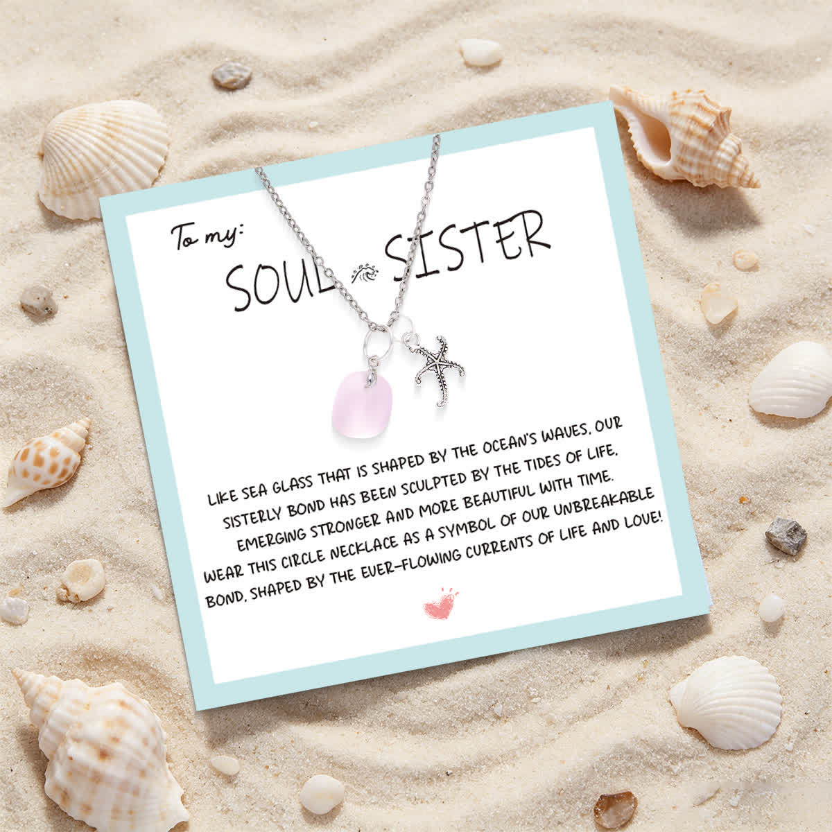 Starfish Kisses Blush Pink Sea Glass Necklace - image 2