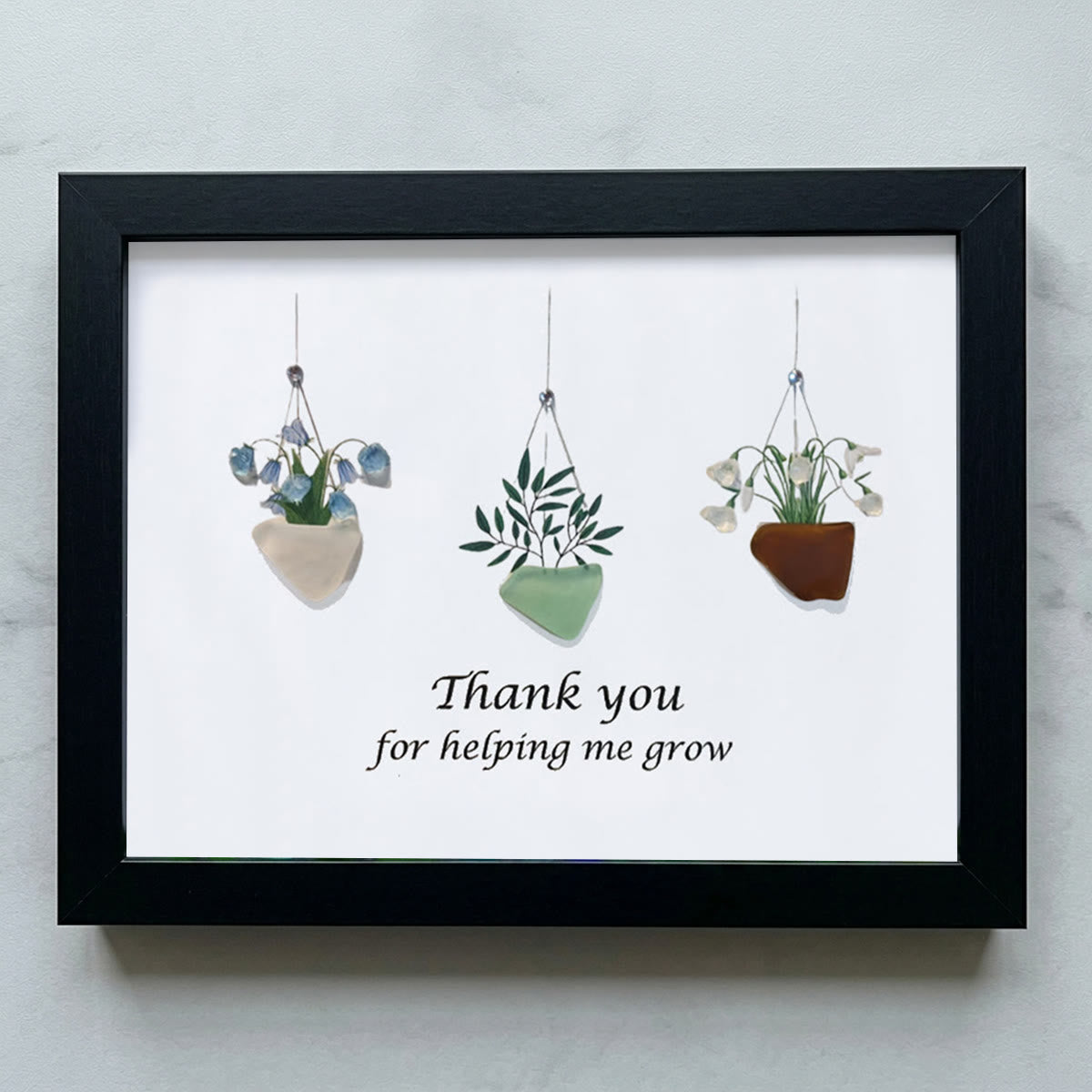 Thank You For Helping Me Grow Sea Glass Framed Art - Black - 6" X 8" - image 13