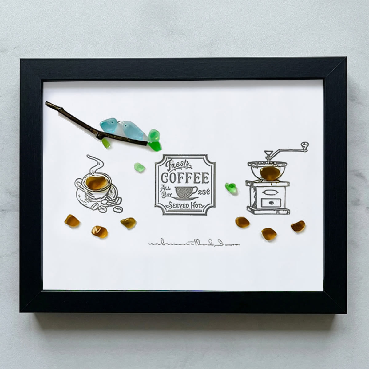 Fresh Coffee Sea Glass Framed Art - Black - 6" X 8" - image 13