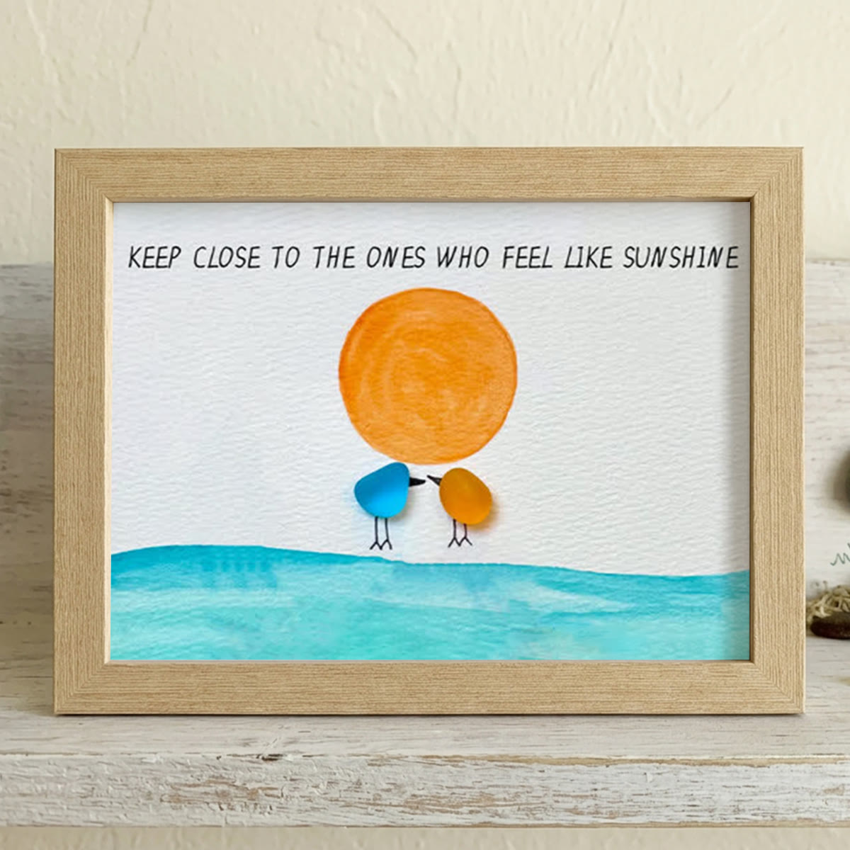 Birds Watching The Sunrise Friendship Sea Glass Framed Art - Oak - 6" X 8" - image 12