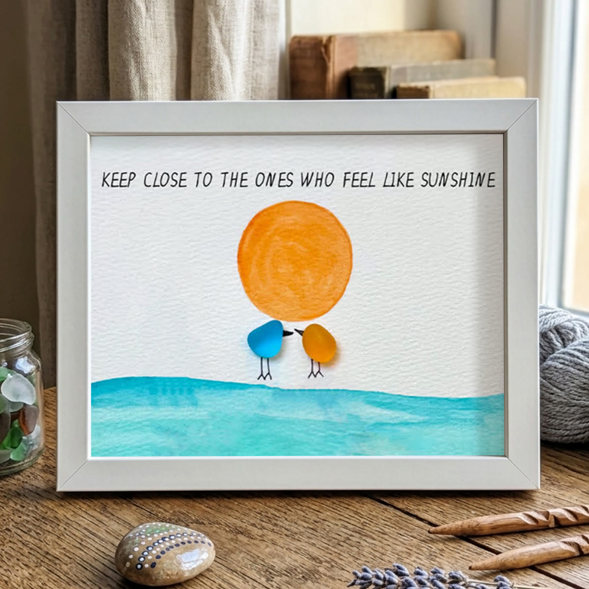 Birds Watching The Sunrise Friendship Sea Glass Framed Art - White - 6" X 8" - image 15