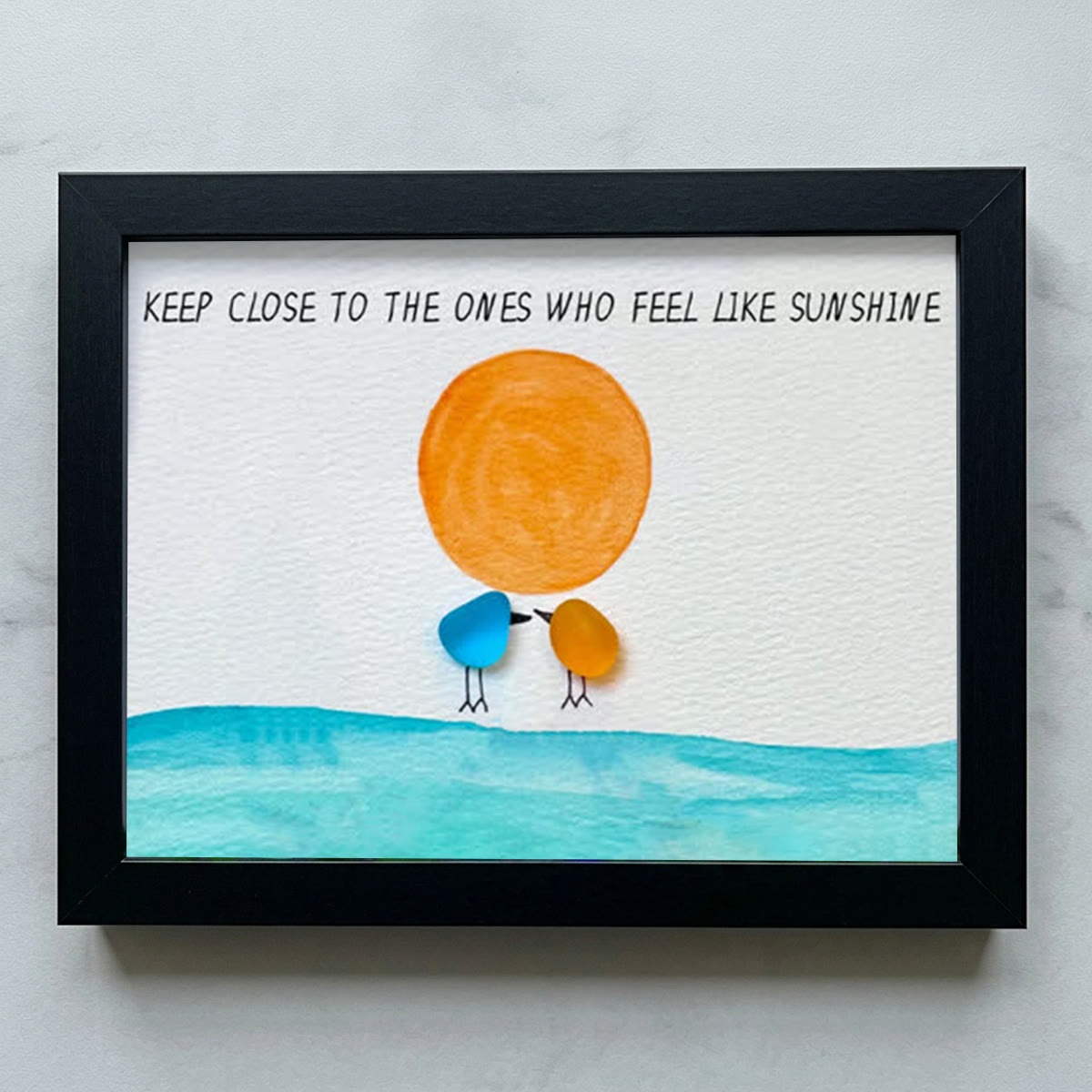 Birds Watching The Sunrise Friendship Sea Glass Framed Art - Black - 6" X 8" - image 14
