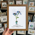 September Birth Flower Aster Sea Glass Framed Art - Walnut Brown - 8" X 6" - image 9