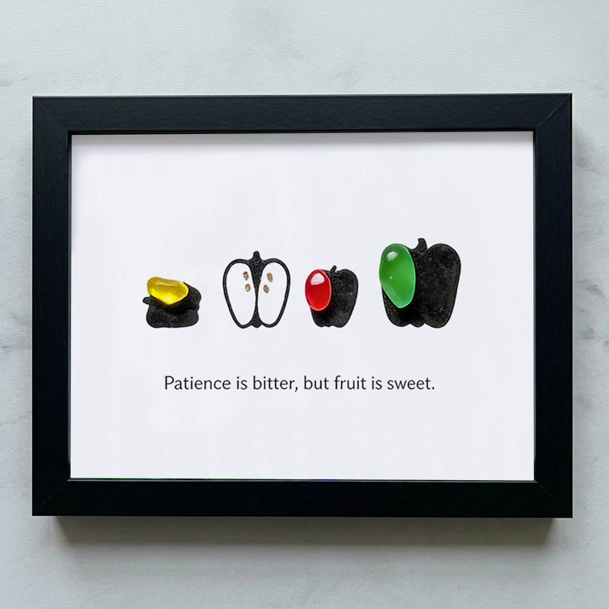 Patience & Sweet Fruit Quote Sea Glass Framed Art - Black - 6" X 8" - image 14