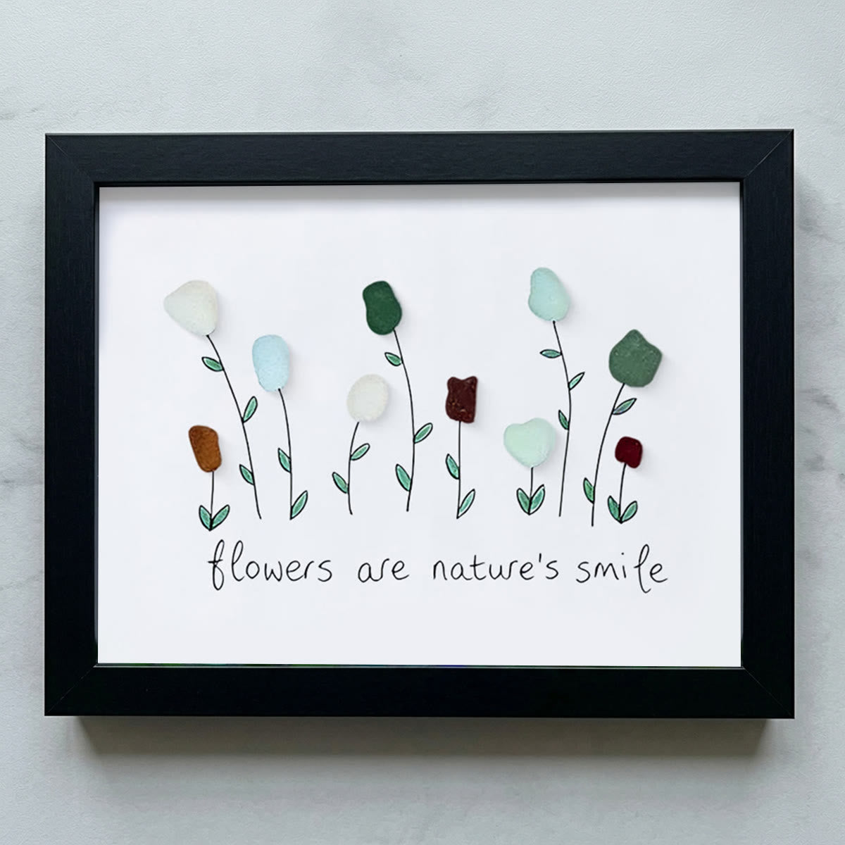 Flowers Are Nature's Smile Sea Glass Framed Art - Black - 6" X 8" - image 13