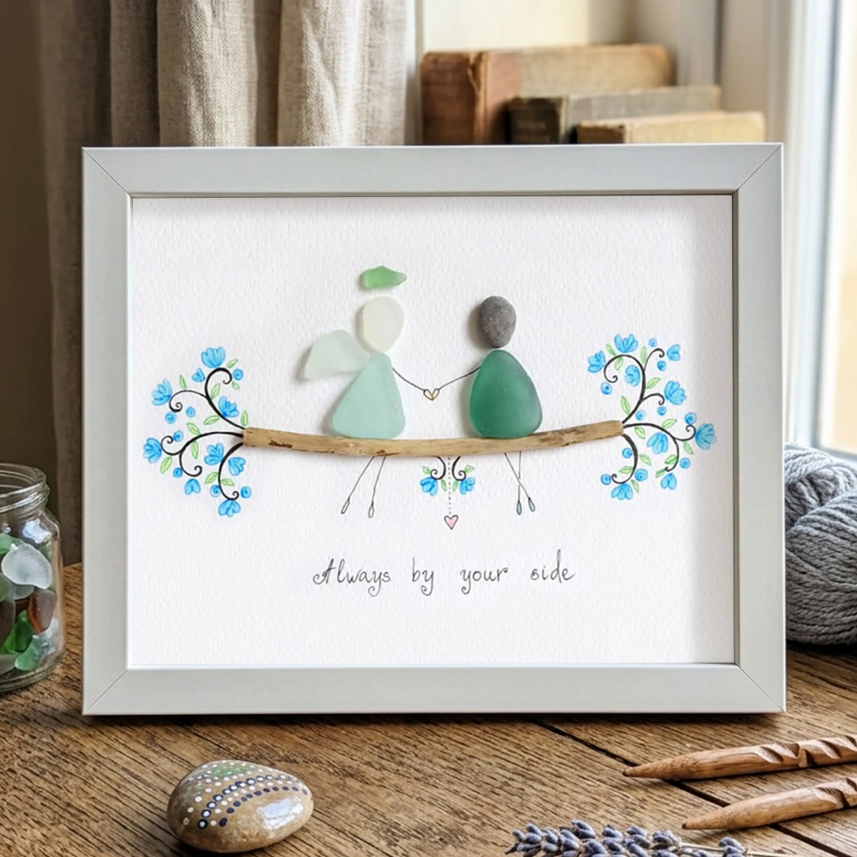 Always By Your Side Sea Glass Framed Art - White - 6" X 8" - image 14
