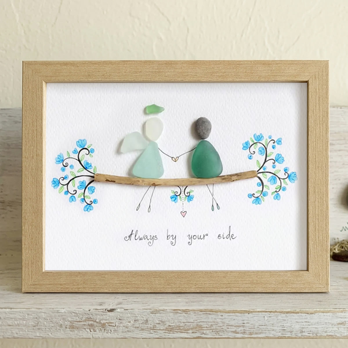 Always By Your Side Sea Glass Framed Art - Oak - 6" X 8" - image 11