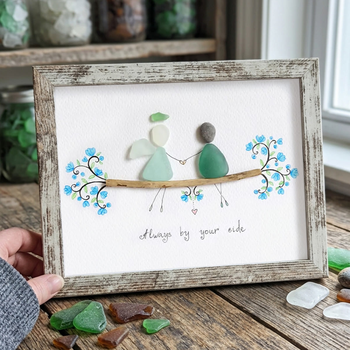Always By Your Side Sea Glass Framed Art - Retro White - 6" X 8" - image 15