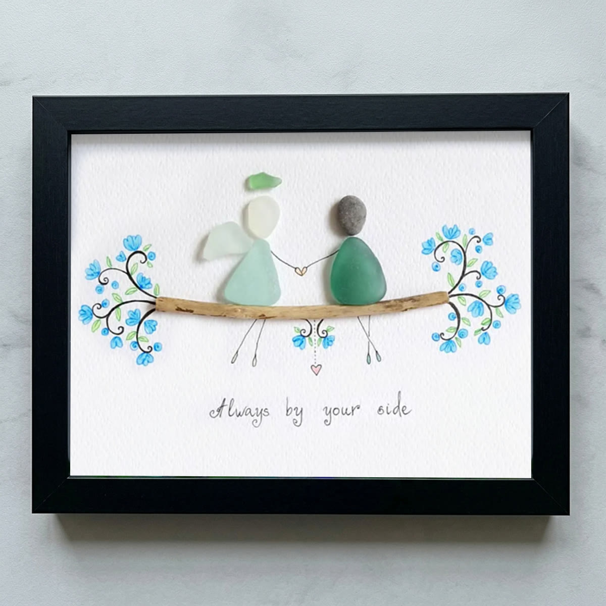 Always By Your Side Sea Glass Framed Art - Black - 6" X 8" - image 13