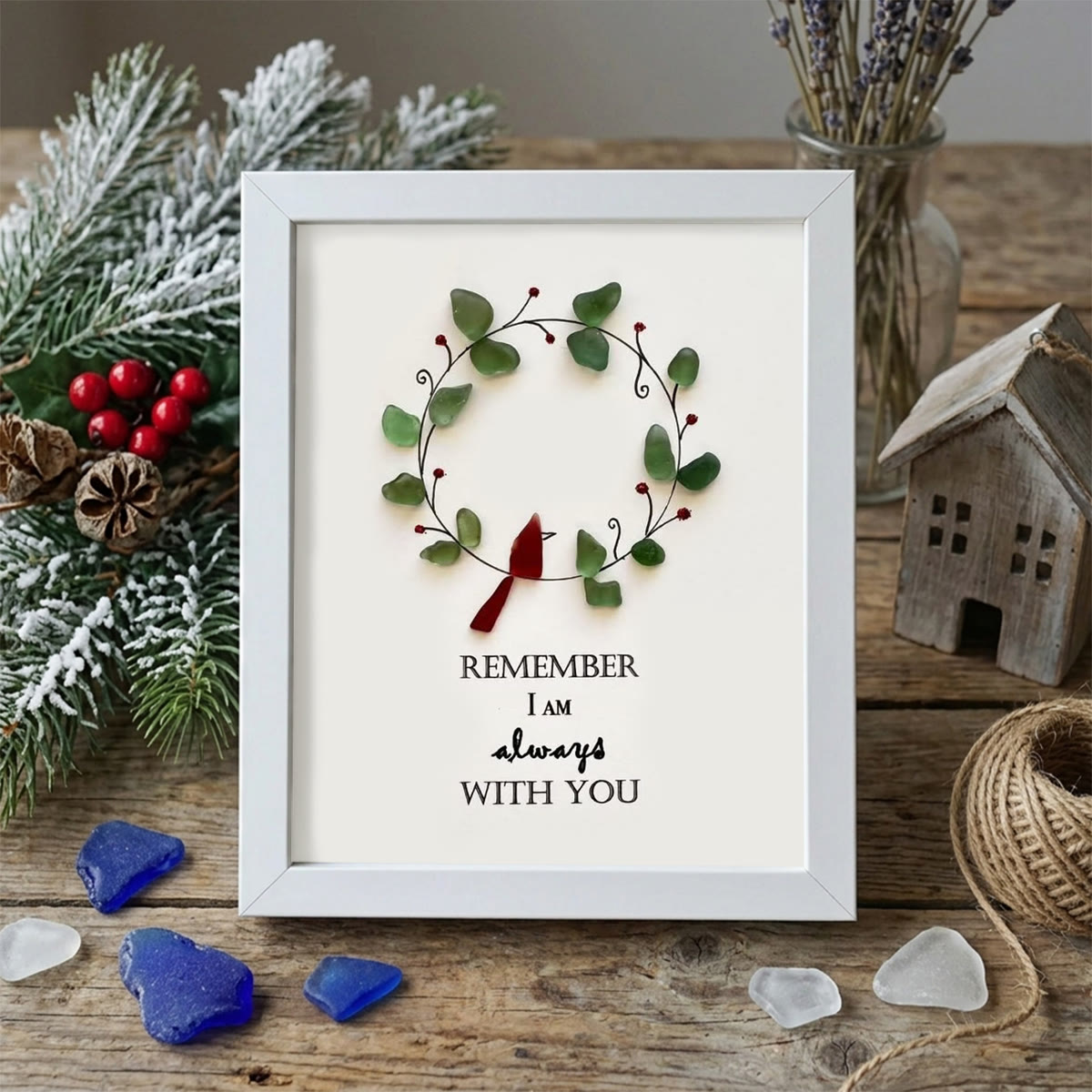 Remember I Am Always With You Bird Sea Glass Framed Art - White - 8" X 6" - image 13