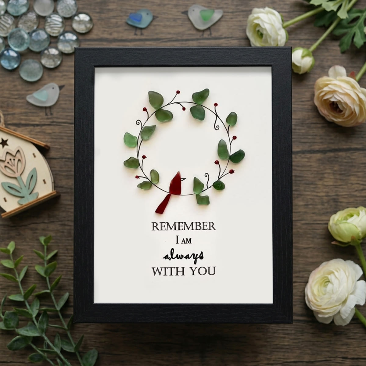 Remember I Am Always With You Bird Sea Glass Framed Art - Black - 8" X 6" - image 12