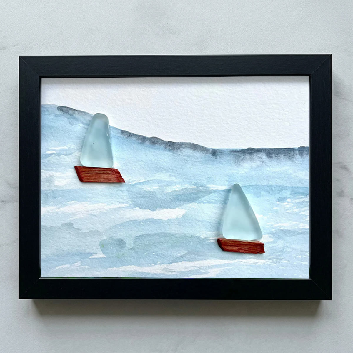 Sea Breeze Sailboats Sea Glass Framed Art - Black - 6" X 8" - image 12