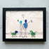Beach Couple & Loyal Dogs Sea Glass Framed Art - Black - 6" X 8" - image 14