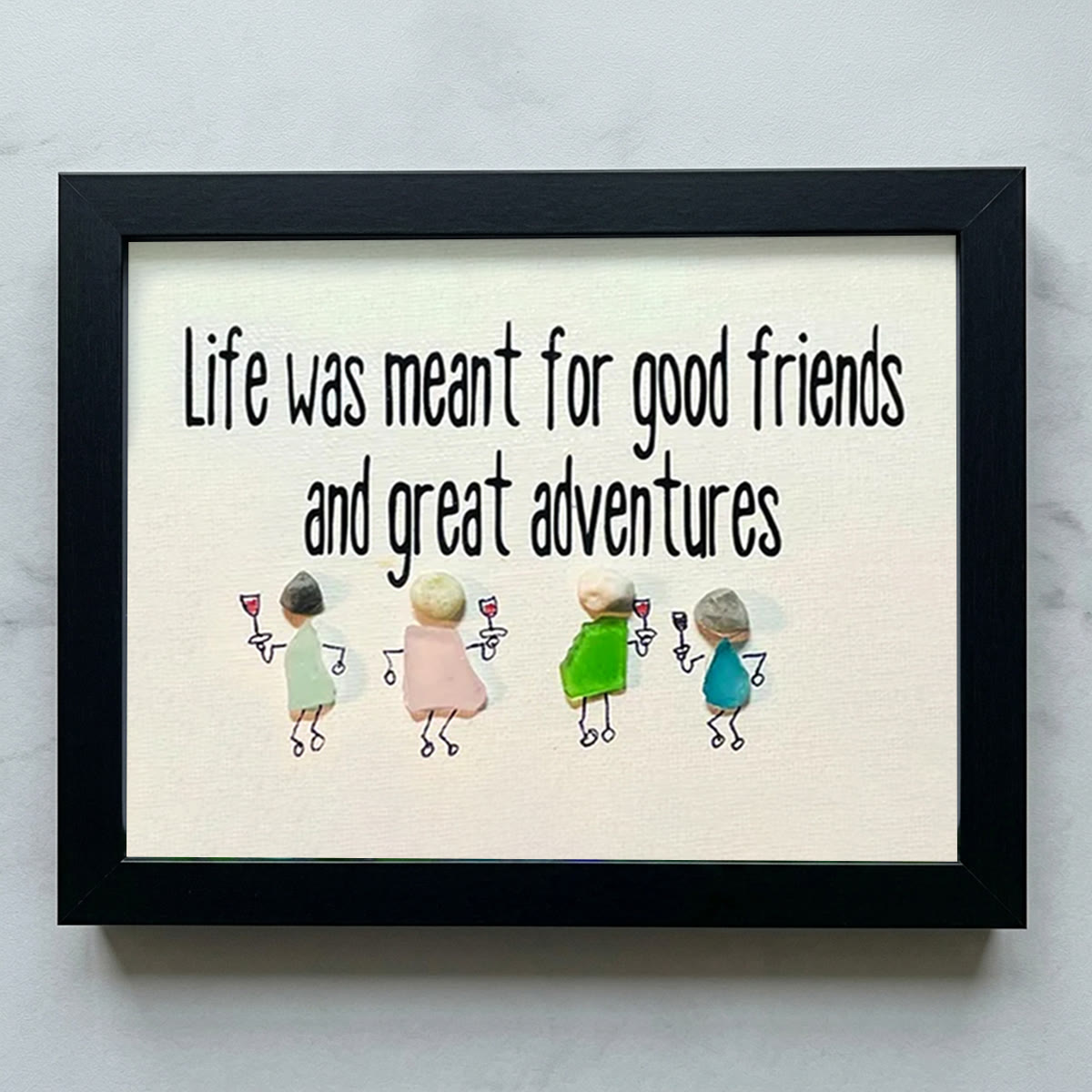 Good Friends & Great Adventures Sea Glass Framed Art - Black - 6" X 8" - image 11