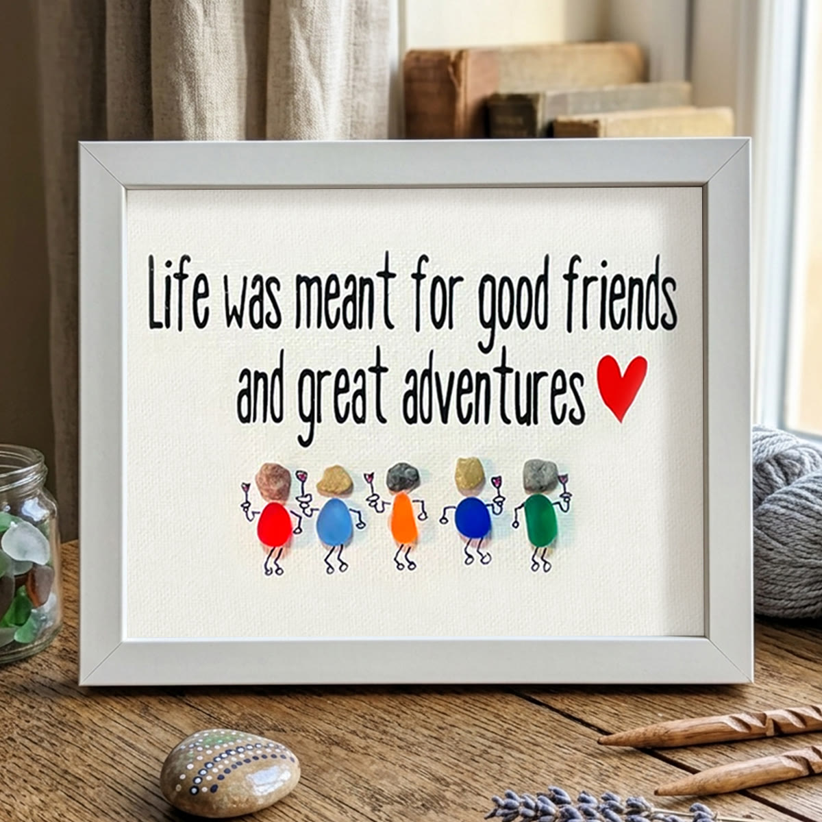 Coastal Friendship Adventure Sea Glass Framed Art - White - 6" X 8" - image 12