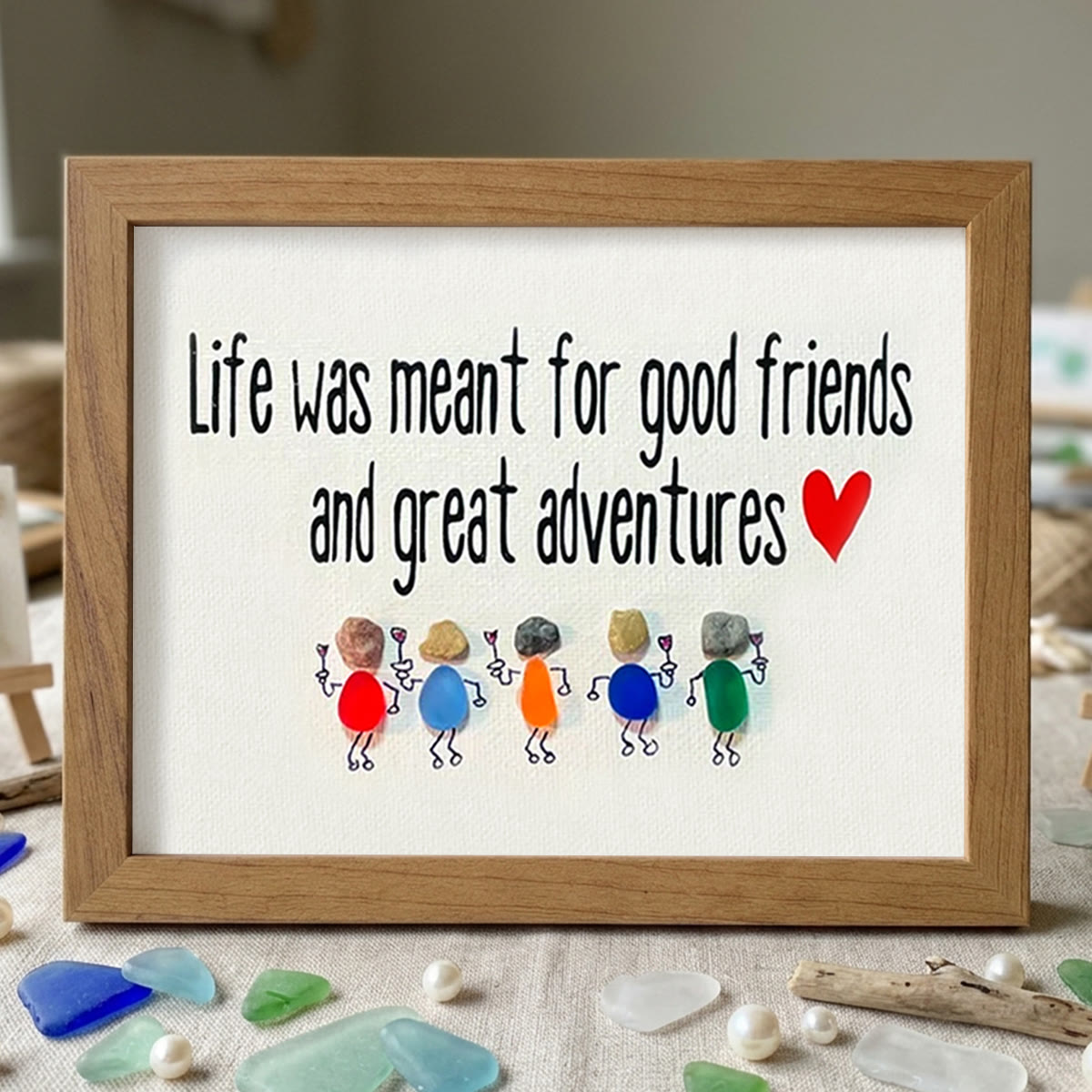 Coastal Friendship Adventure Sea Glass Framed Art - Walnut Brown - 6" X 8" - image 10