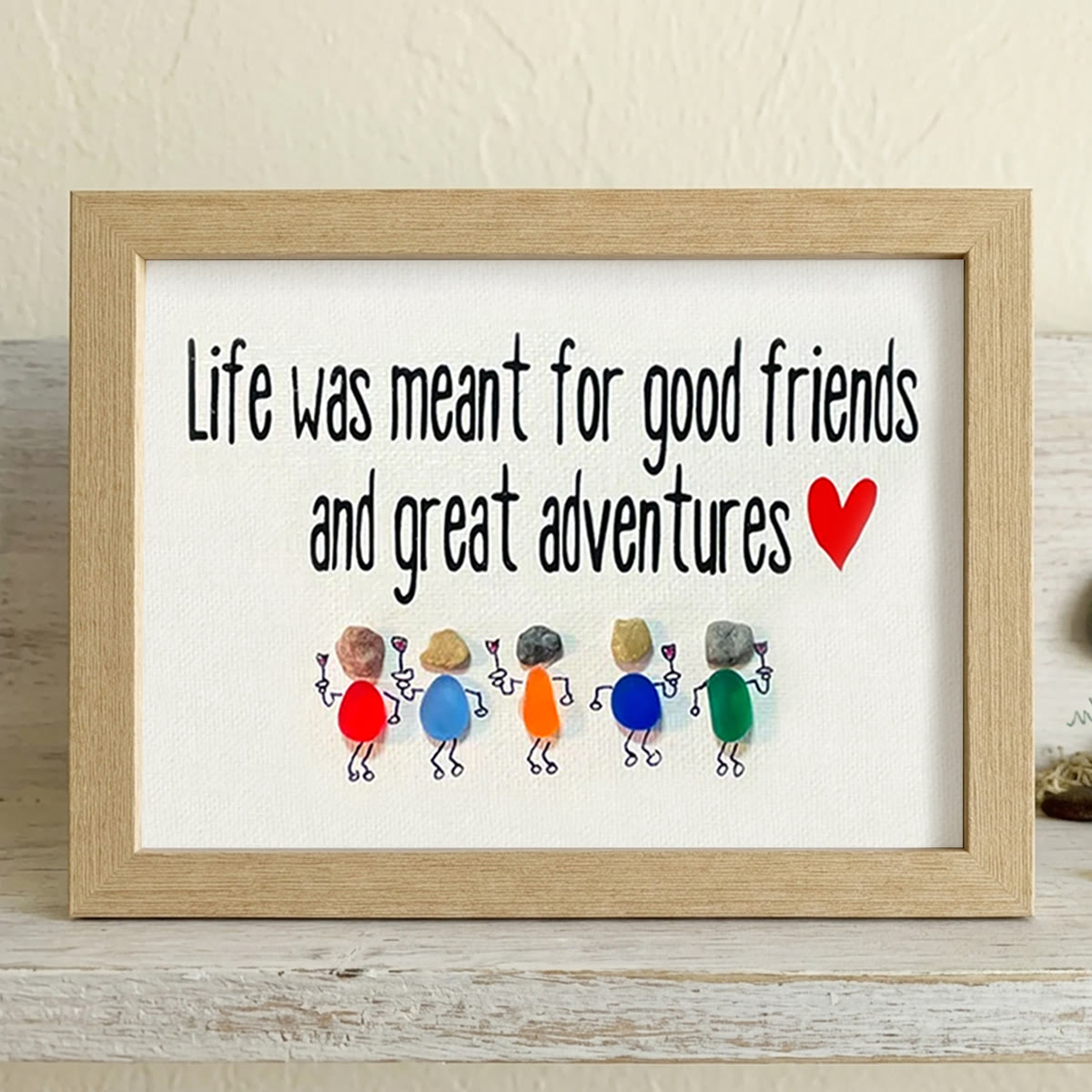 Coastal Friendship Adventure Sea Glass Framed Art - Oak - 6" X 8" - image 9