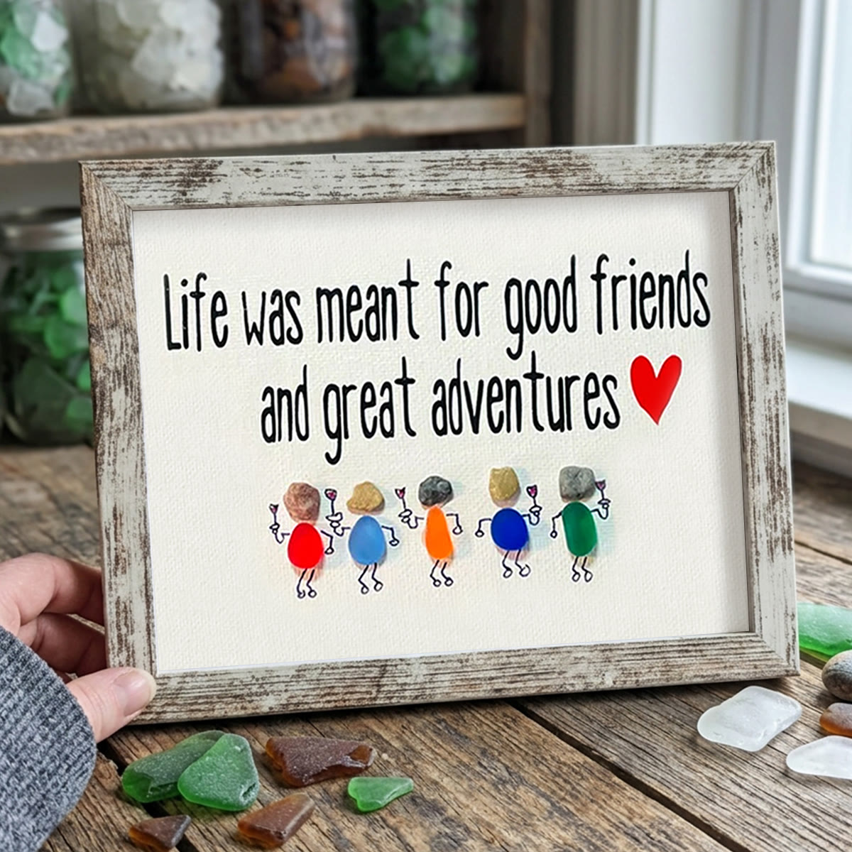 Coastal Friendship Adventure Sea Glass Framed Art - Retro White - 6" X 8" - image 13