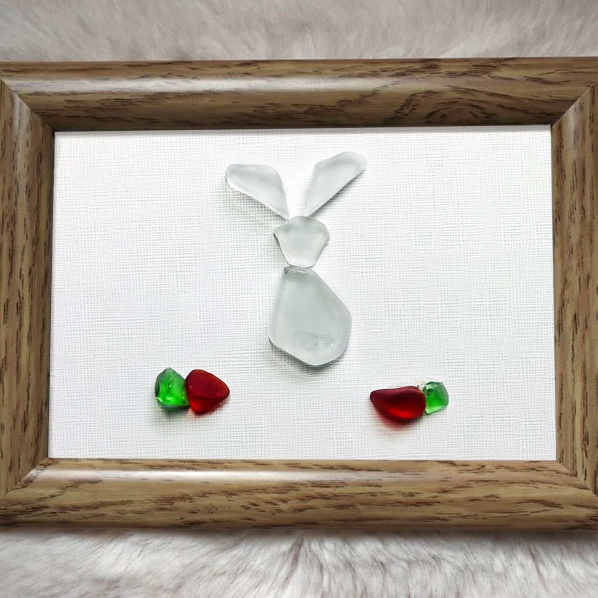 Festive Cute Bunny & Carrots Sea Glass Framed Art - image 5