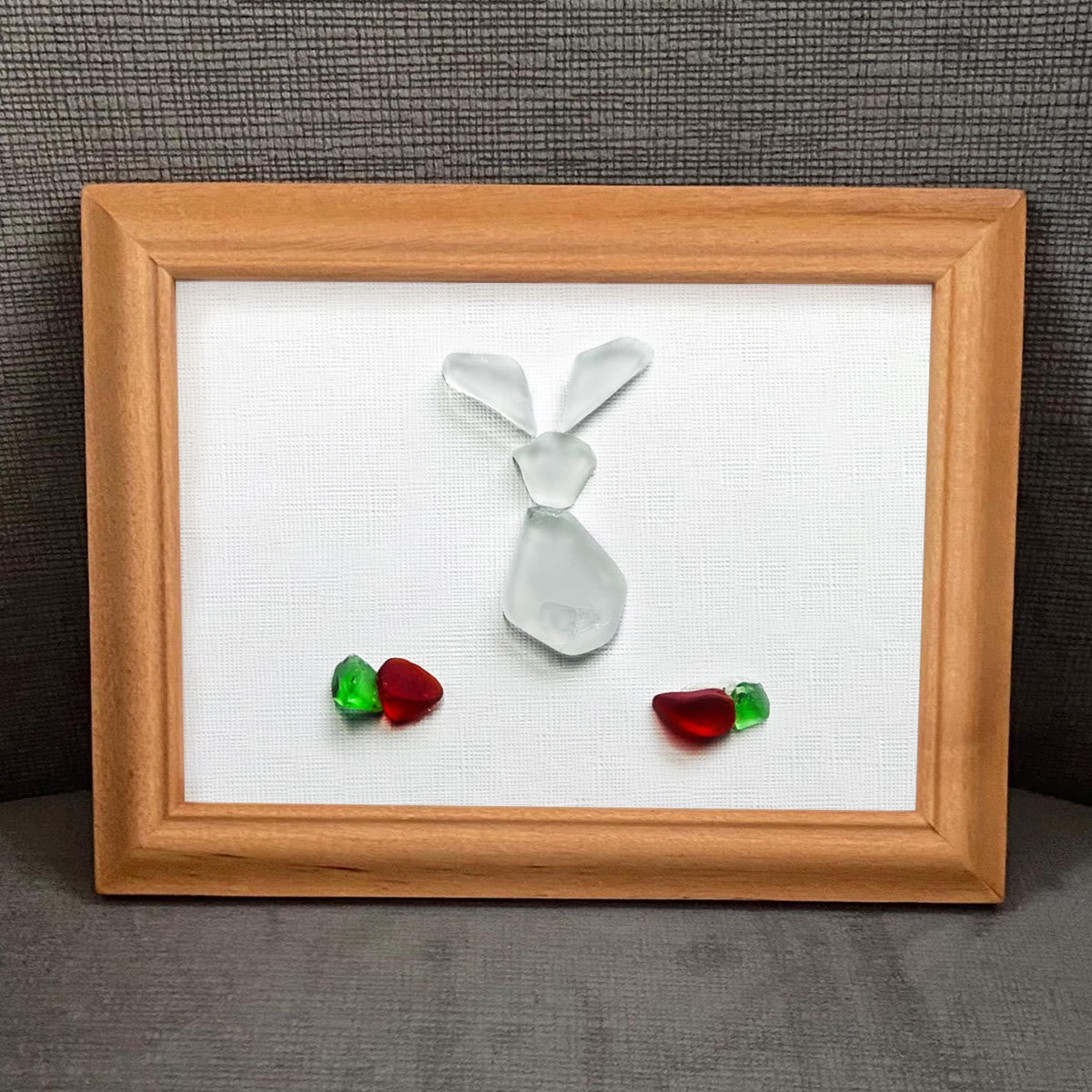 Festive Cute Bunny & Carrots Sea Glass Framed Art - image 4
