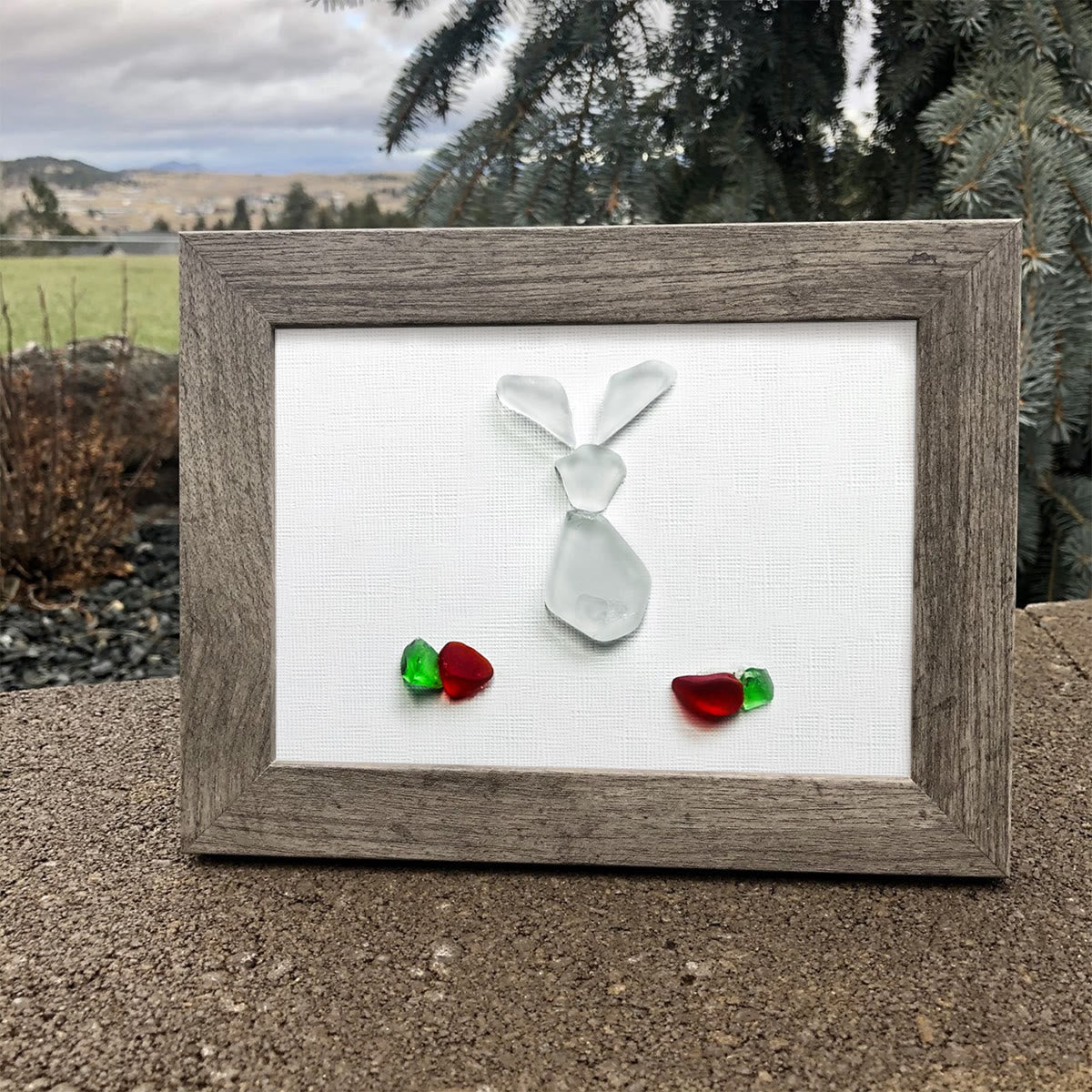 Festive Cute Bunny & Carrots Sea Glass Framed Art - image 0