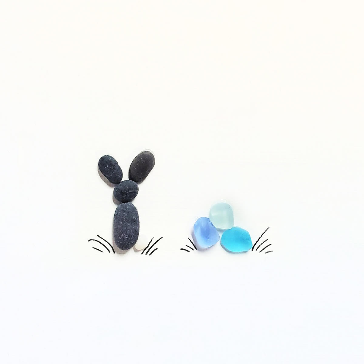 Coastal Spring Bunny & Eggs Sea Glass Framed Art - image 6