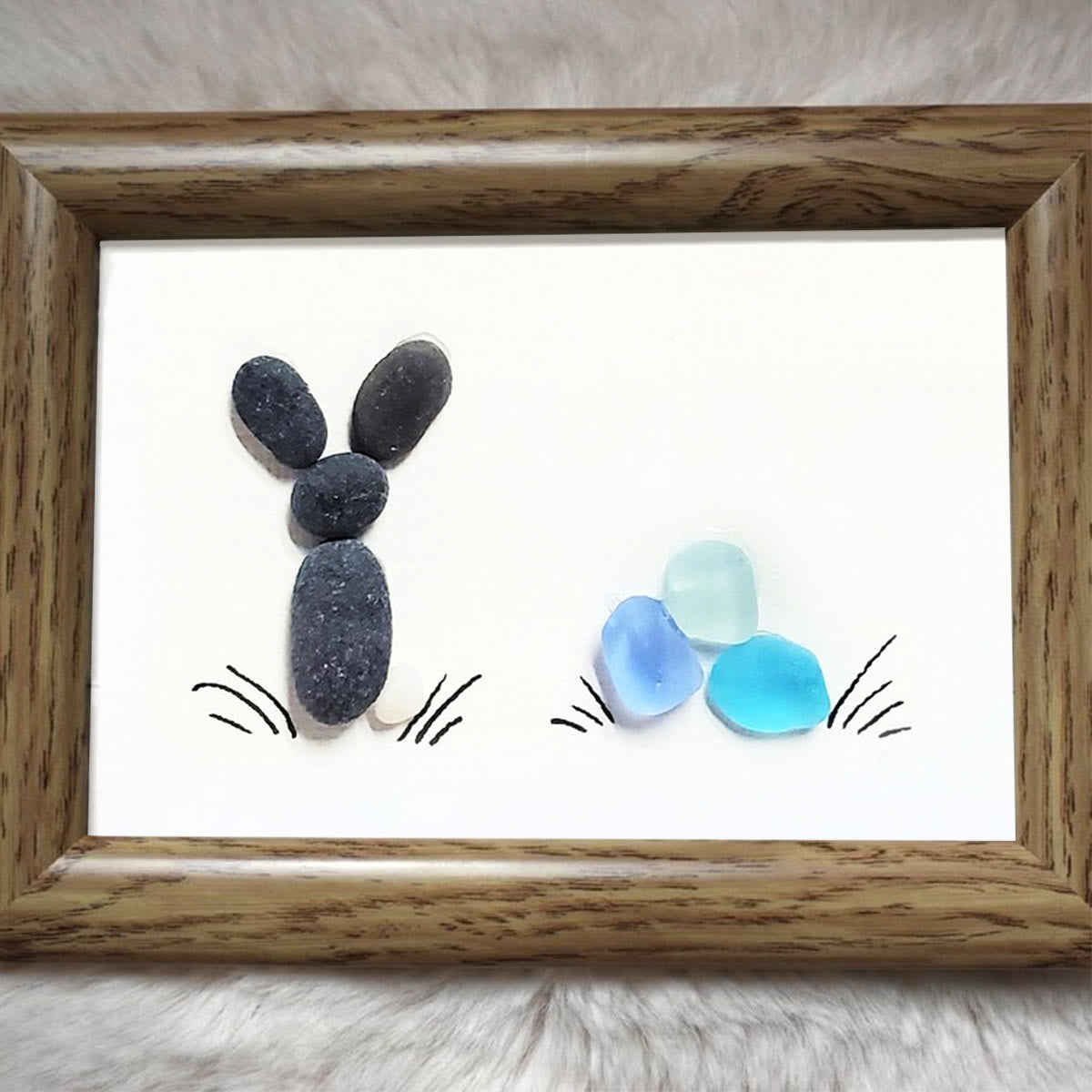 Coastal Spring Bunny & Eggs Sea Glass Framed Art - image 5