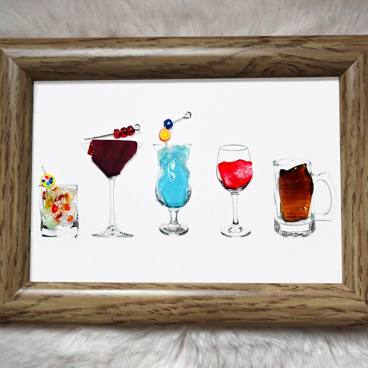 Coastal Cocktails Bar Decor Sea Glass Framed Art - image 5