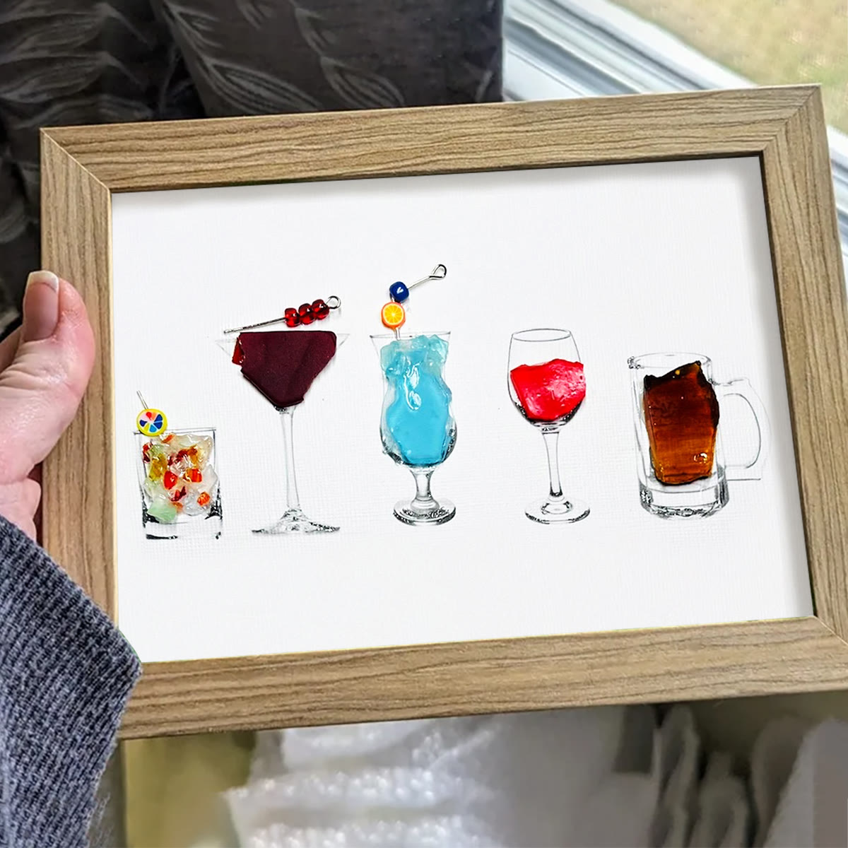 Coastal Cocktails Bar Decor Sea Glass Framed Art - image 4