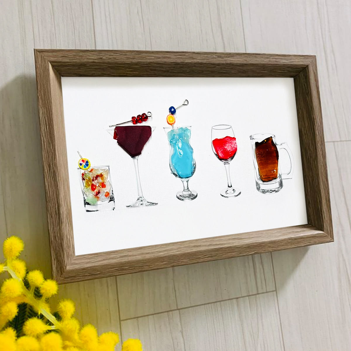 Coastal Cocktails Bar Decor Sea Glass Framed Art - image 2