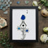 Singing Blue Bird & Joyful Birdhouse Sea Glass Framed Art - Black - 8" X 6" - image 11