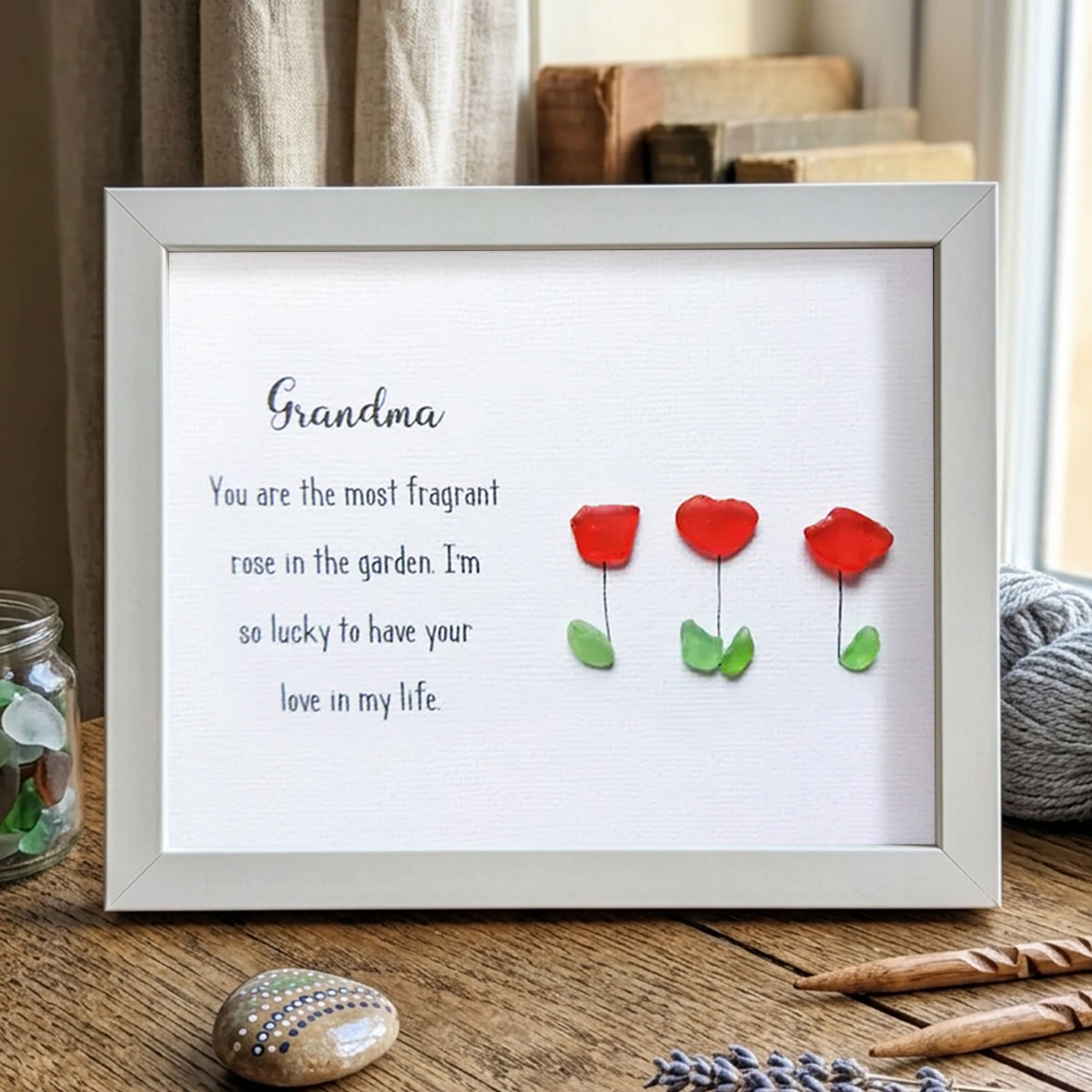 The Most Fragrant Rose Grandma Sea Glass Framed Art - White - 6" X 8" - image 15