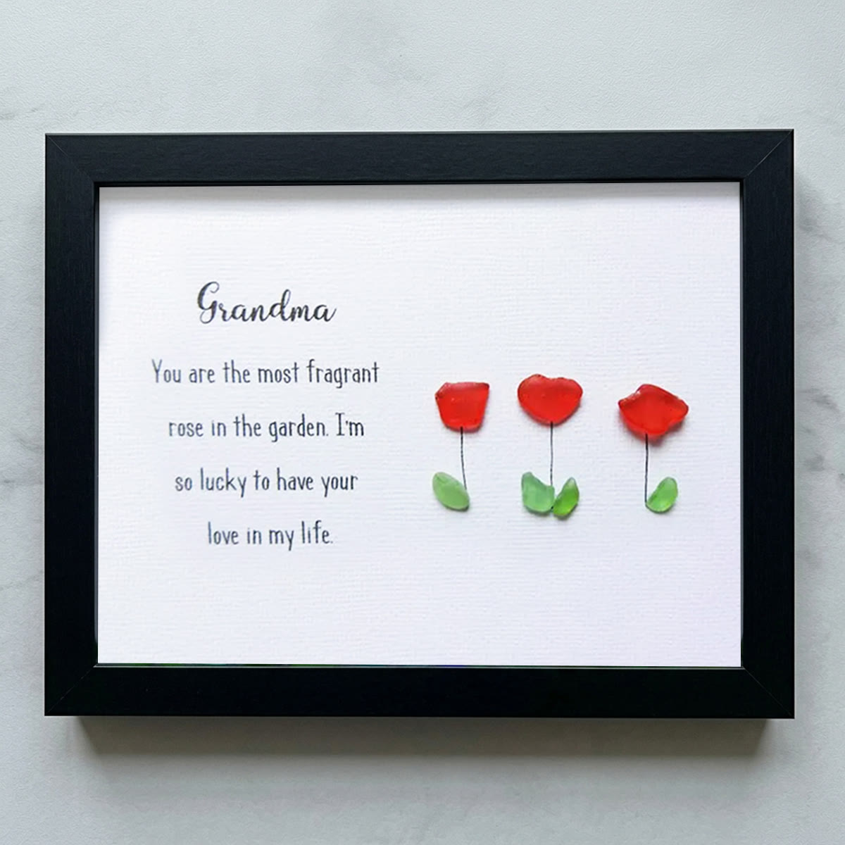 The Most Fragrant Rose Grandma Sea Glass Framed Art - Black - 6" X 8" - image 14