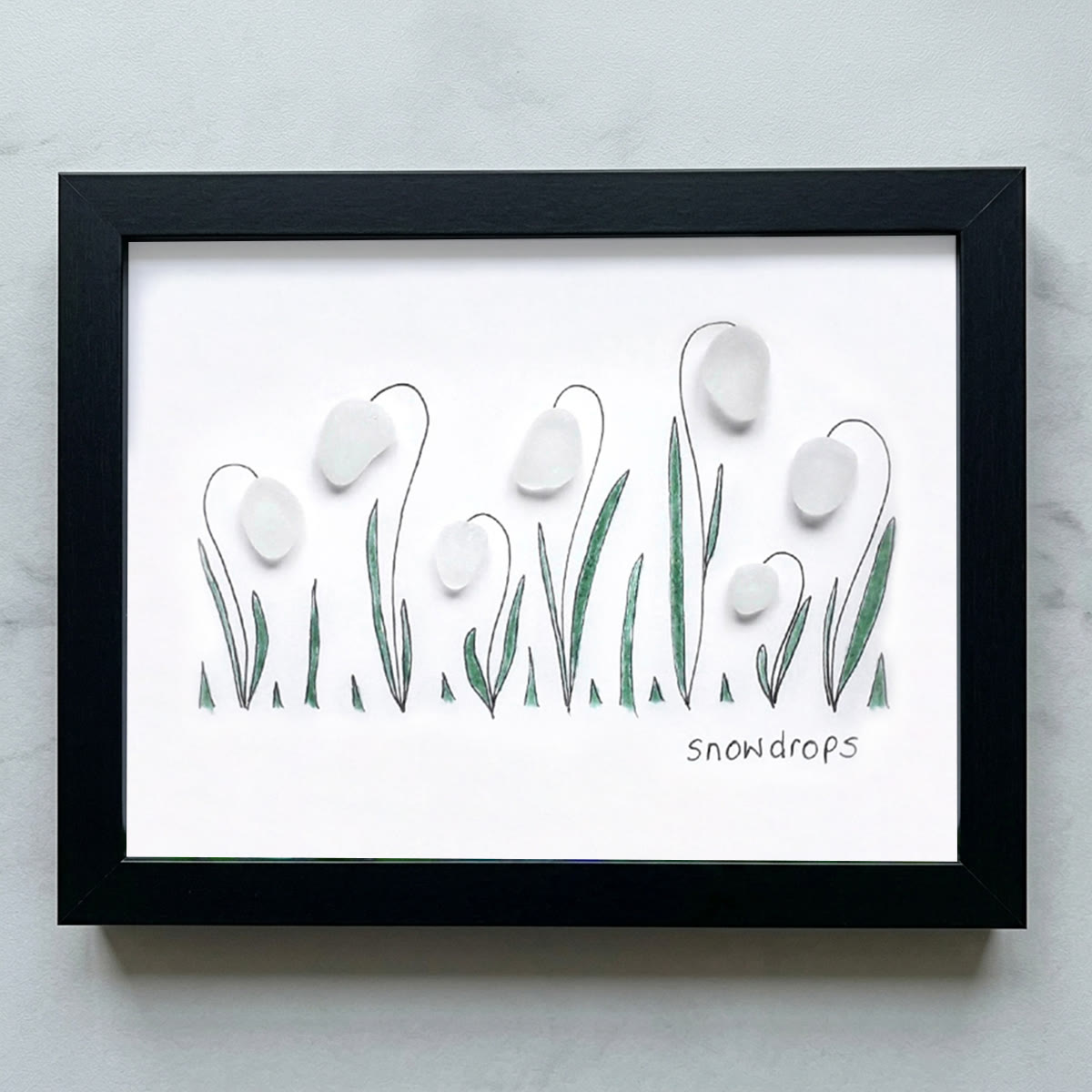 Hope In Every Petal Snowdrops Sea Glass Framed Art - Black - 6" X 8" - image 13