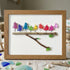 Rainbow Bird Family Chorus Sea Glass Framed Art - Walnut Brown - 6" X 8" - image 13