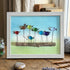 Whimsical Rainbow Bird Flock Gathering Sea Glass Framed Art - White - 6" X 8" - image 15