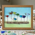 Whimsical Rainbow Bird Flock Gathering Sea Glass Framed Art - Walnut Brown - 6" X 8" - image 13