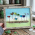 Whimsical Rainbow Bird Flock Gathering Sea Glass Framed Art - Retro White - 6" X 8" - image 16