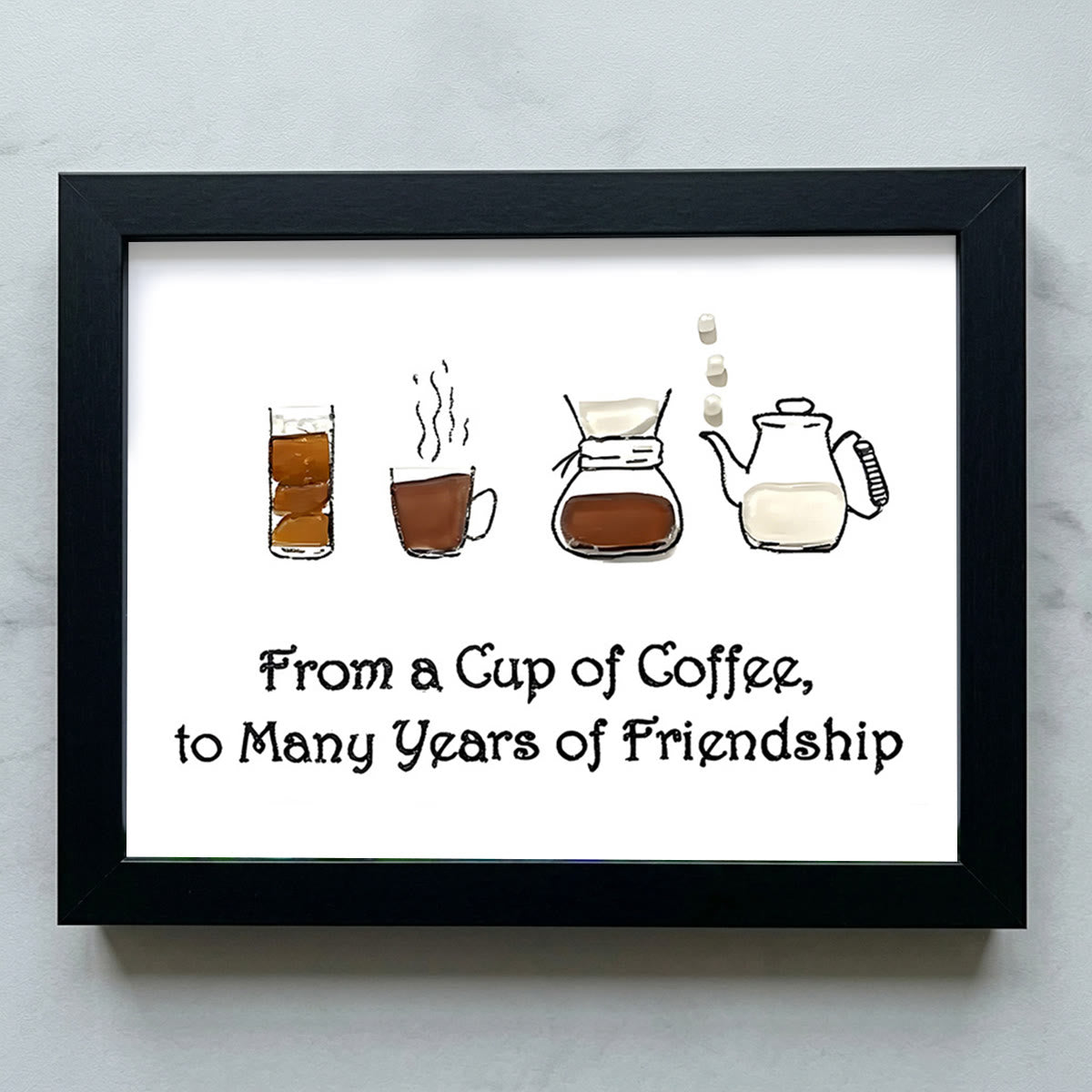 Cherished Friendship & Warm Coffee Sea Glass Framed Art - Black - 6" X 8" - image 15