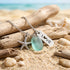 Coastal Boho Starfish & LOVE Tag Aqua Sea Glass Necklace - Silver - image 0