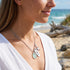 Coastal Boho Starfish & LOVE Tag Aqua Sea Glass Necklace - image 1