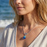 Coastal Adventure Nautical Helm Blue Sea Glass Necklace - image 1