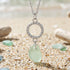 Elegant Crystal-Encrusted Hoop Light Green Sea Glass Necklace - Silver - image 0