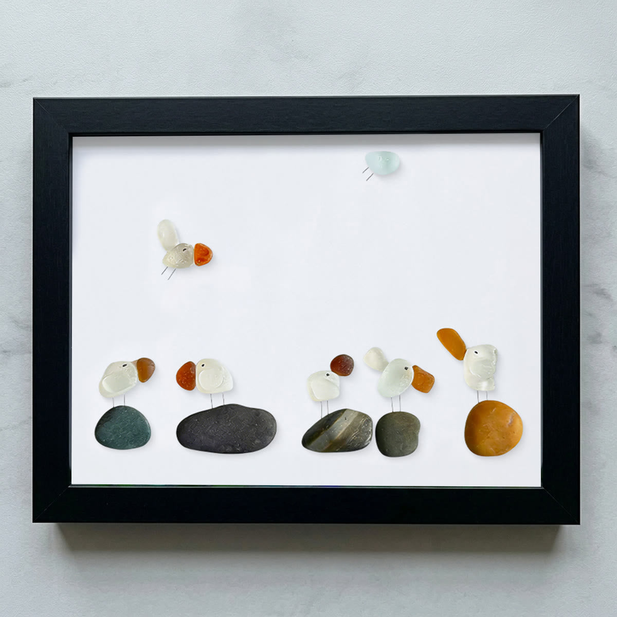 Coastal Bird Gathering Sea Glass Framed Art - Black - 6" X 8" - image 15