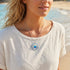 Forever in My Heart Stacked Blue Sea Glass Circle Necklace - image 1