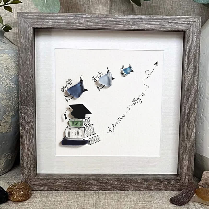 Adventure Begins Graduation Sea Glass Framed Art - image 0